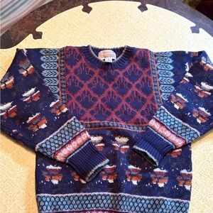 Vintage Men's Blue and Red Sweater